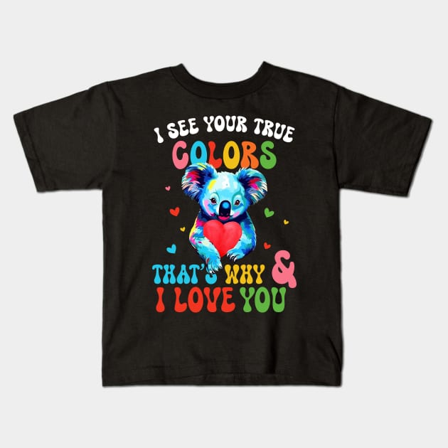 Cute Koala Bear Autism Awareness Autism Awareness Day Kids T-Shirt by inksplashcreations